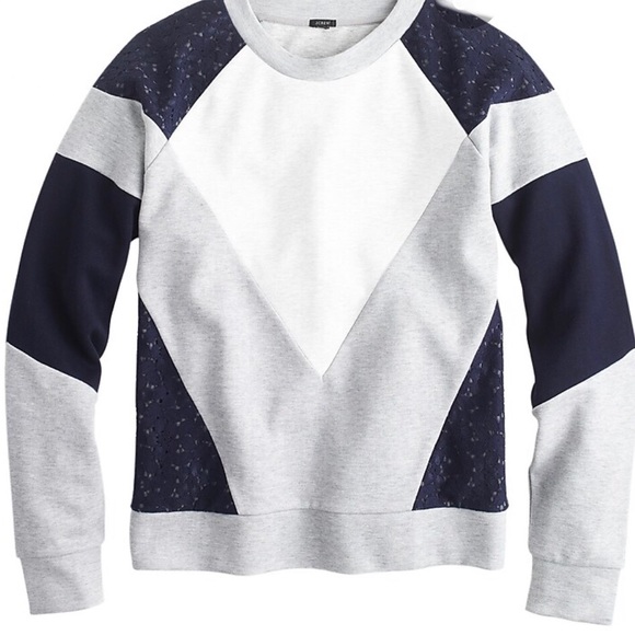 J. Crew Sweaters - J. Crew Paneled Lace Sweatshirt sz L/XL